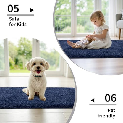 Disolla Navy Bathroom Rug 20x32 - Non-Slip Plush Thick Bath Mat, Highly Absorbent & Ultra Soft Fluffy Floor Mat, Machine Washable for Shower and Tub