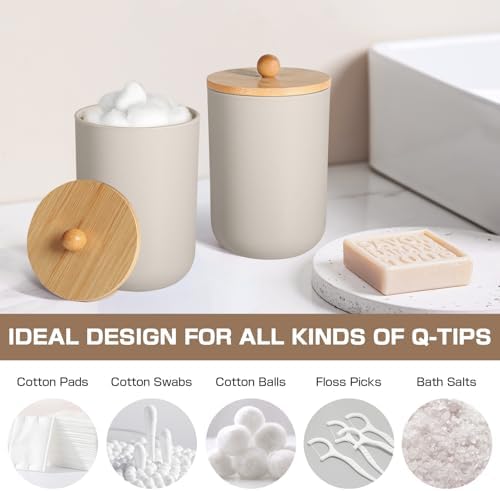 Bathroom Accessories Set 5 Pcs, Plastic Beige Bathroom Decor, Soap Dispenser and Toothbrush Holder Set, Soap Dish, Cotton Swab Jar, Bathroom Set, Boho Bathroom Organizer Accessory