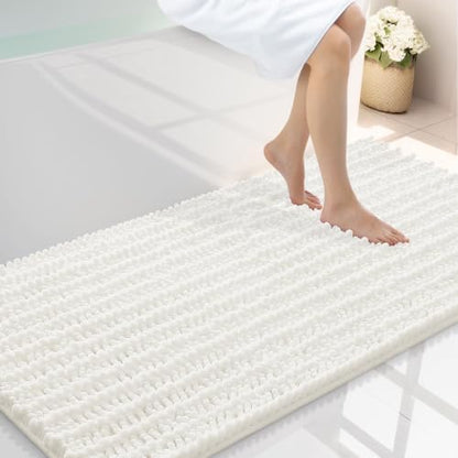 Smiry Bathroom Rugs 47X24, Extra Soft Rubber Backing Chenille Bath Mats
