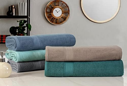 HILLFAIR 100% Cotton 2 Pc XXL Oversized Bath Towel Set 40"x 80" - Blue