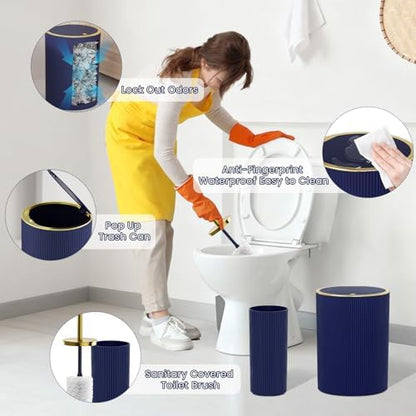 Navy Blue Bathroom Accessories Set - Bathroom Decor Sets