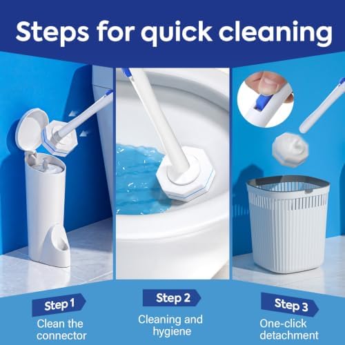 100 Pcs Disposable Toilet Cleaner Refill Pads, Universal Toilet Bowl Brush Replacement Heads, Durable Deep Cleaning Refills, Fresh Scent Bathroom Cleaning Supplies