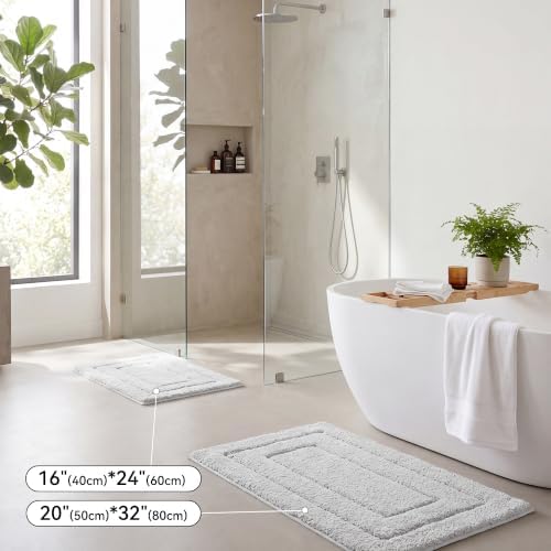 GRANNY SAYS Gray Bathroom Rug 16" x 24", Non-Slip Microfiber Bath Mat