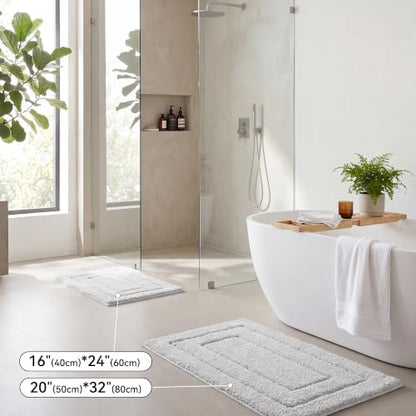 GRANNY SAYS Gray Bathroom Rug 16" x 24", Non-Slip Microfiber Bath Mat