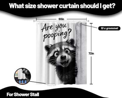 Funny Raccoon Shower Curtain Novelty Animal, 60x72 Inchs