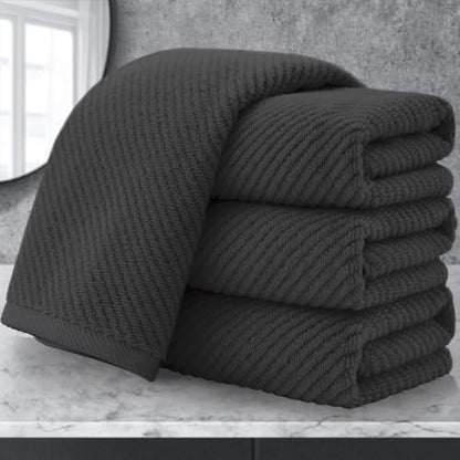 VOOVA & MOVAS Hand Towels 4PC, 100% Cotton, 18x28 in, Dark Grey