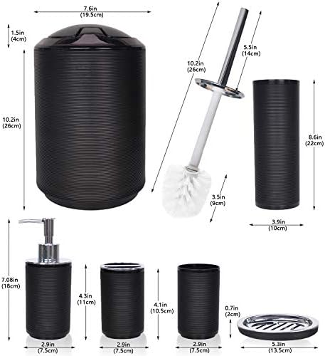 CERBIOR Bathroom Accessories Set 6 Piece Spiral Pattern Bath Ensemble,Black