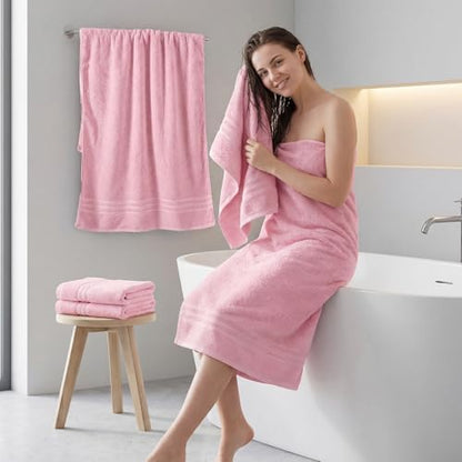 REDKISS Pink Towels Set 6 Piece Cotton Towel Sets with 2 Bath Towels, 2 Hand, 2 Washcloths, 650GSM Hotel Quality, Soft, Highly Absorbent Towels for Bathroom Gym, Ideal Everyday Use