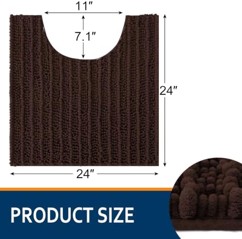 Smiry Bathroom Toilet Rugs U Shaped 24x24, Chenille Bath mats for Toilet