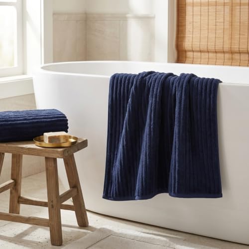 3 Pack Bath Towel Set, 40"x80" Oversized Bath Sheet,Navy Blue
