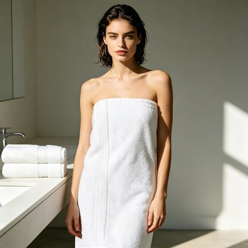 COZYART Luxury Bath Towels 4 PCS, 27x54 650 GSM Turkish Cotton, White