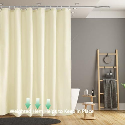 LLSCL Beige Fabric Shower Curtain Liner with Bottom Counterweight, Waterproof Hotel Quality, 72 x 72 Machine Washable