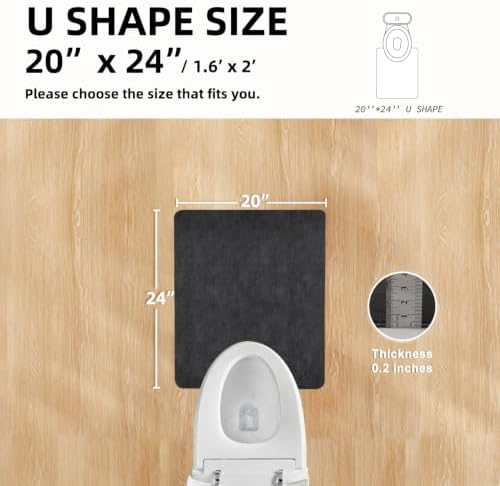 TYUU Thin Toilet Rug, Bathroom Rugs Non Slip, 20x24 U Shape Black