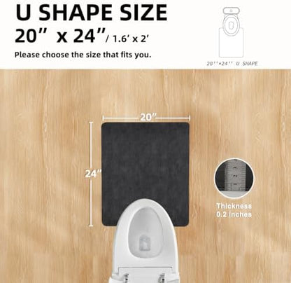 TYUU Thin Toilet Rug, Bathroom Rugs Non Slip, 20x24 U Shape Black
