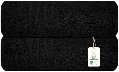 Pack of 2 Jumbo Bath Sheet 40 x 80 Inches, Extra Large Lightweight & Quick Dry Bath Towel, Super Soft & Highly Absorbent – 100% Cotton, Perfect to Wrap Yourself in – Black