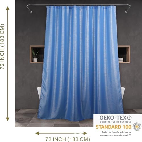 Sky Blue Glitter Shower Curtain: Waterproof Washable Quick Dry, 72Lx72W