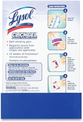 Lysol Click Gel Automatic Toilet Bowl Cleaner, Bathroom Essentials, Toilet Freshener, Refreshing Lavender Scent, 6 Count (Pack of 1)