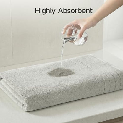 REDKISS Luxury Bath Towels Set of 4, 35x70 in, Highly Absorbent & Quick Dry, Super Soft Extra Large Premium Thick Cotton Light Gray Bath Sheets for Shower, Hotel, Bathroom, Spa