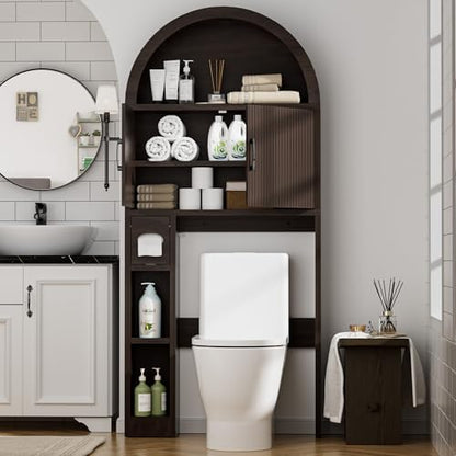 Spurgehom Over Toilet Storage Cabinet, Bathroom Arch Organizer, Coffee