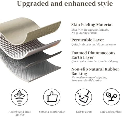 Diatomaceous Earth Bath Mat Stone Bath Mats for Bathroom,15.7"x23.6",Beige