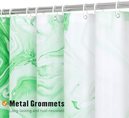 Emerald Green Marble Shower Curtain, Abstract Watercolor, 72 x 72 Inches