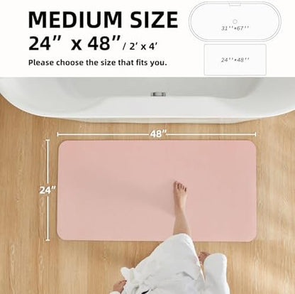 TYUU Thin Bath Mat, Bathroom Rugs Non Slip Washable, 24x48 Pink