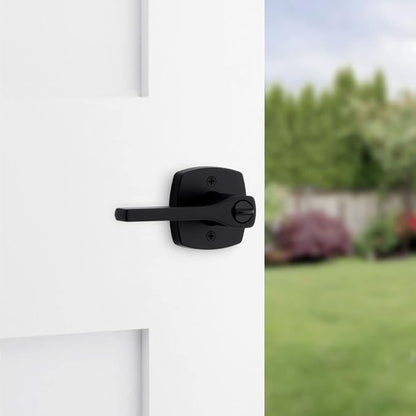 Kwikset Tripoli Lever Entry Door Handle with Lock and Key, Secure Keyed Reversible Lever Exterior, For Front Entrance and Bedrooms, Matte Black, Pick Resistant Smartkey Rekey Security and Microban