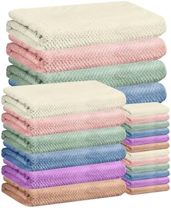 24 Pcs Bath Towel and Washcloths Set for Bathroom, Multicolor