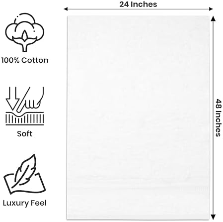 Bath Towels Bulk Set of 12 – 24" x 48" – 100% Cotton Terry, Soft, Quick-Dry & Highly Absorbent – Beige Towels for Bathroom, Spa, Gym, Hotel, Pool & Everyday Use