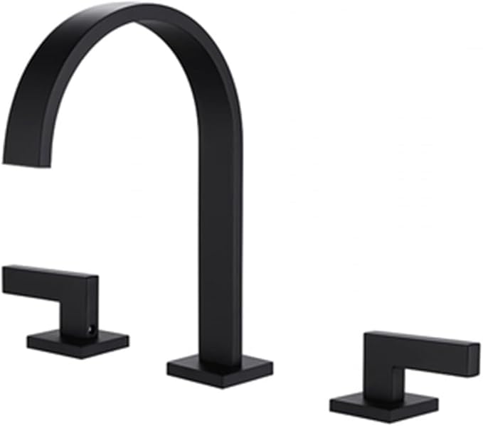 3 Hole Bathroom Faucet Hot and Cold Double Handle Waterfall(Black)