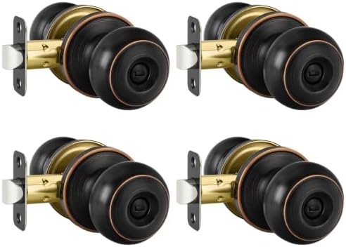 Haidms 4 Pack Oil Rubbed Bronze Door Knobs Interior, Bronze Privacy Interior Door Knobs for Bedroom or Bathroom Classic Round Doorknobs Hardware