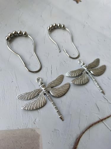 Dragonfly Shower Curtain Hooks - Decorative Shower Hooks for Shower Curtain