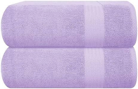 GLAMBURG Premium Cotton Oversized 2 Pack Bath Sheet 35x70-100% Pure Cotton - Ideal for Everyday use - Ultra Soft & Highly Absorbent - Machine Washable - Purple
