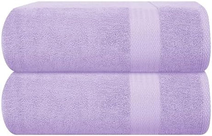 GLAMBURG Premium Cotton Oversized 2 Pack Bath Sheet 35x70-100% Pure Cotton - Ideal for Everyday use - Ultra Soft & Highly Absorbent - Machine Washable - Purple