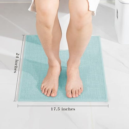 chakme Bathroom Rugs Mat U-Shaped 24x17, Ultra ThinNon Slip Bath Mat Small Quick Dry Absorbent Bath Matfor Bathroom Floor, (Blue, U-24"x17")