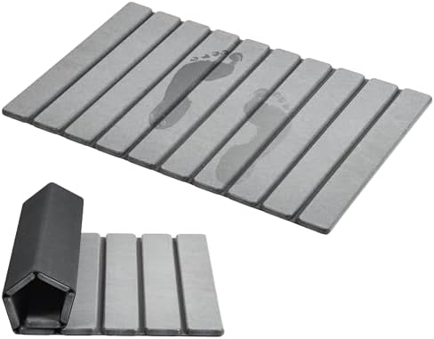 AWW Foldable Stone Bath Mat, Diatomaceous, 23.6"x15.5", Grey