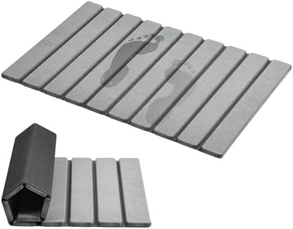 AWW Foldable Stone Bath Mat, Diatomaceous, 23.6"x15.5", Grey