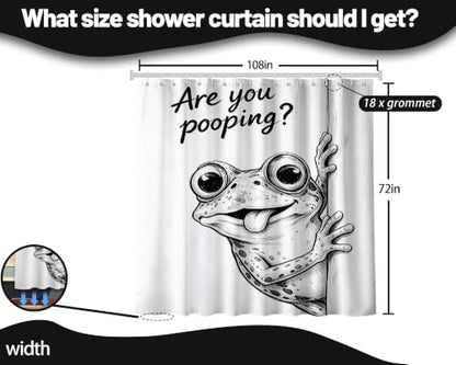 Extra Long 108x72 Inchs Shower Curtain Extra Tall Funny Frog XL Unique Humorous Shower Curtains for Large Bathroom Decor Sets, Waterproof Cloth Fabric with Hooks