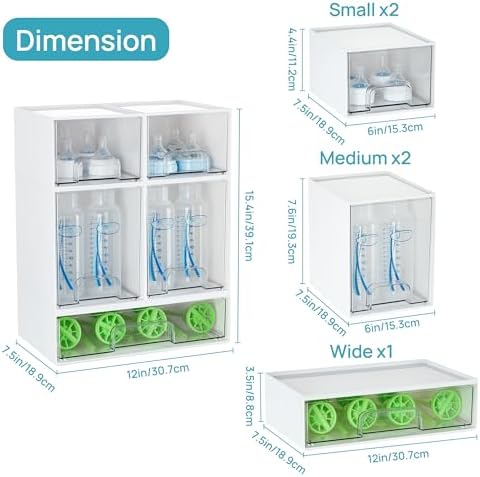 Vtopmart Stackable Storage Drawers Set of 5, Baby Bottle Organizer, White