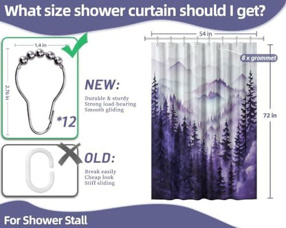 Dark Purple Forest Stall Shower Curtain, 54X72 in Narrow Small, Mountain