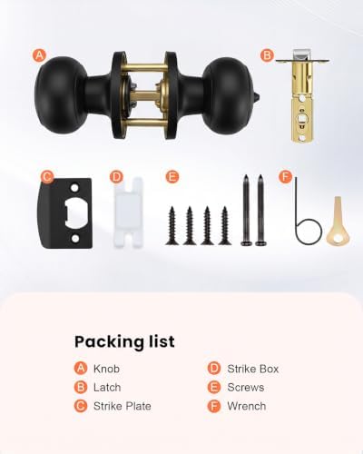 Haidms 8 Pack Matte Black Door Knobs Interior Privacy, Black Interior Door Knobs for Bedroom or Bathroom Classic Round Doorknobs Hardware
