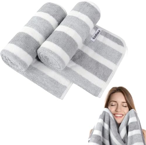 KinHwa Hand Towels for Bathroom, Microfiber Grey Hand Towels, 2 Pack