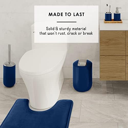 Clara Clark Bathroom Set - Navy Bathroom Accessories Set, Bathroom Sets with Shower Curtain and Rugs, 23PC Shower Curtain Set with Liner, Soap Dispenser, Soap Dish, Toilet Brush Holder, and Trash Can
