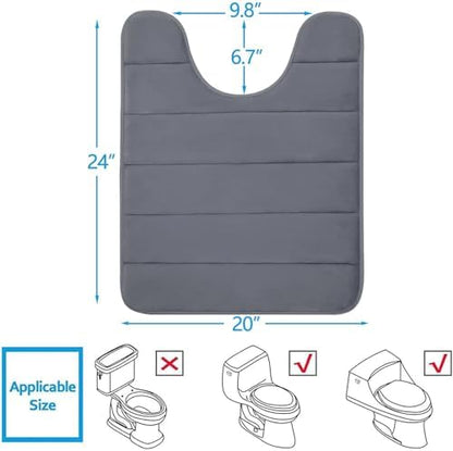 Buganda Memory Foam U-Shaped Toilet Rugs 24 x 20, Absorbent Bathroom mat