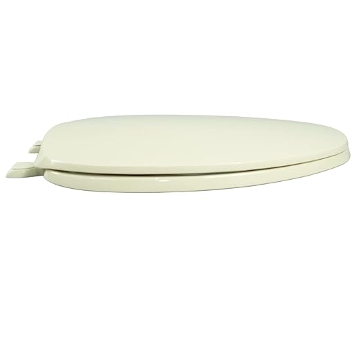 Centoco Elongated Toilet Seat, Closed Front with Cover, Residential, Top Mount Plastic Hinge, Plastic, Made in the USA, 600-106, Bone