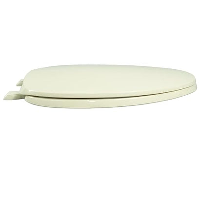Centoco Elongated Toilet Seat, Closed Front with Cover, Residential, Top Mount Plastic Hinge, Plastic, Made in the USA, 600-106, Bone