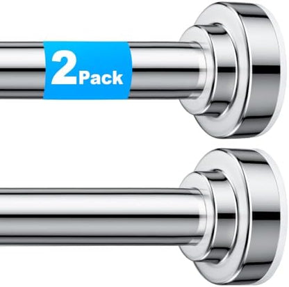 TEECK 2 Pack Shower Curtain Rod, 32-43 inch Adjustable Spring Tension Curtain Rod, Never Rust Anti-Slip Shower Curtain Rod for Bathroom, No Drilling, Never Collapse, Easy to Use, Silver