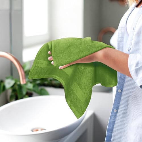GLAMBURG Ultra Soft 6-Piece Hand Towel Set 16x28-100% Ringspun Cotton - Durable & Highly Absorbent Hand Towels - Ideal for use in Bathroom, Kitchen, Gym, Spa & General Cleaning - Kiwi Green