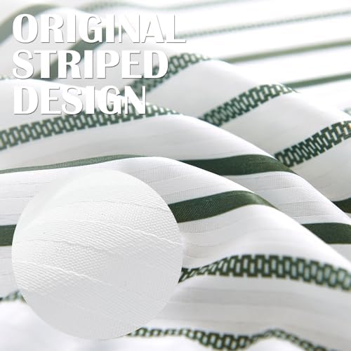 jinchan Small Stall Shower Curtain 36x72 inches Green and White Modern Farmhouse Striped Waterproof Fabric Shower Curtains for Bathroom with 7 Hooks Machine Washable