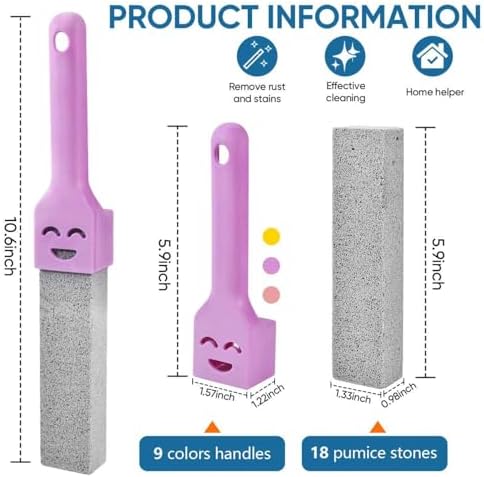 27 Pack Cleaning Pumice Stone Toilet Bowl Stick Cleaner with Handle Hard Water Ring Calcium Buildup Stains Remover Powerfully for Cleaning Toilet Bathtubs Kitchen Sink Grill Pools